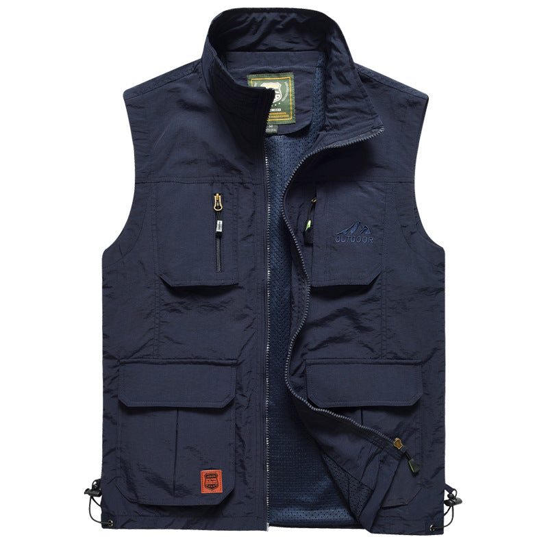 Herren Multifunktionale Outdoor‑Weste mit Mesh‑Futter, Mehrfach‑Taschen und verstellbarem Saum Echo Archiv