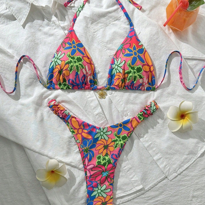 Damen Triangelbikini mit buntem floralen Muster Echo Archiv