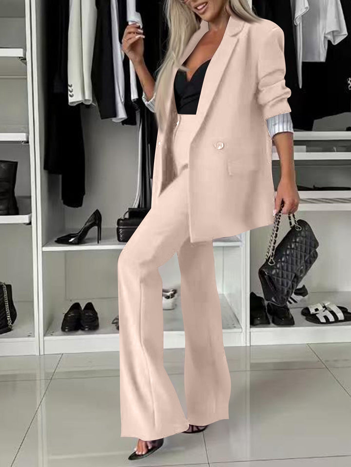 Damen elegantes und modernes Anzug-Set mit weitem Hosenbein und tailliertem Blazer Echoarchiv