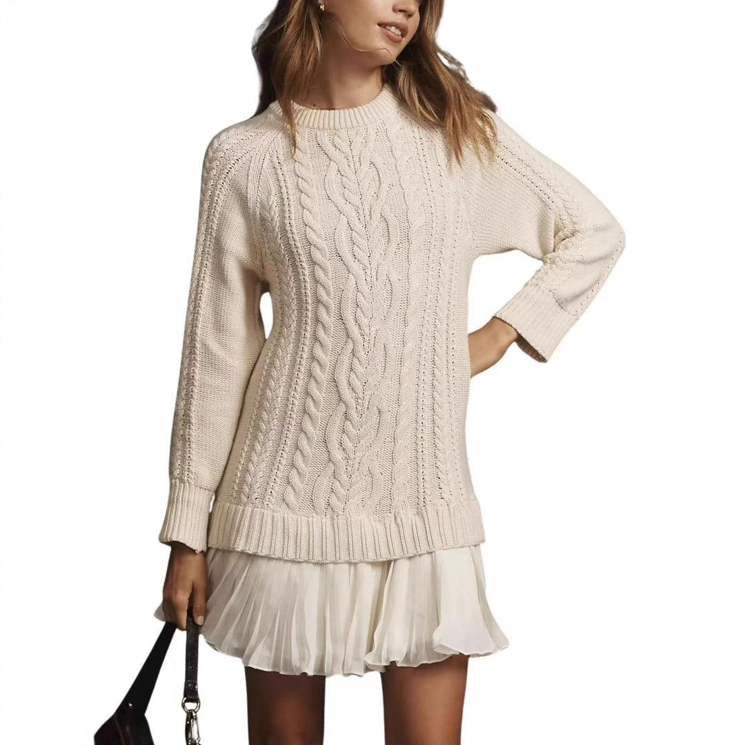 Damen nan Kabelstrick-Pullover mit Tunika-Schnitt, Zopfmuster und Rippbündchen Echo Archiv