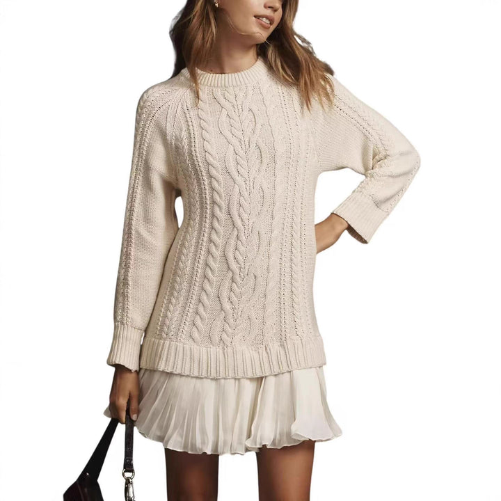 Damen nan Kabelstrick-Pullover mit Tunika-Schnitt, Zopfmuster und Rippbündchen Echo Archiv