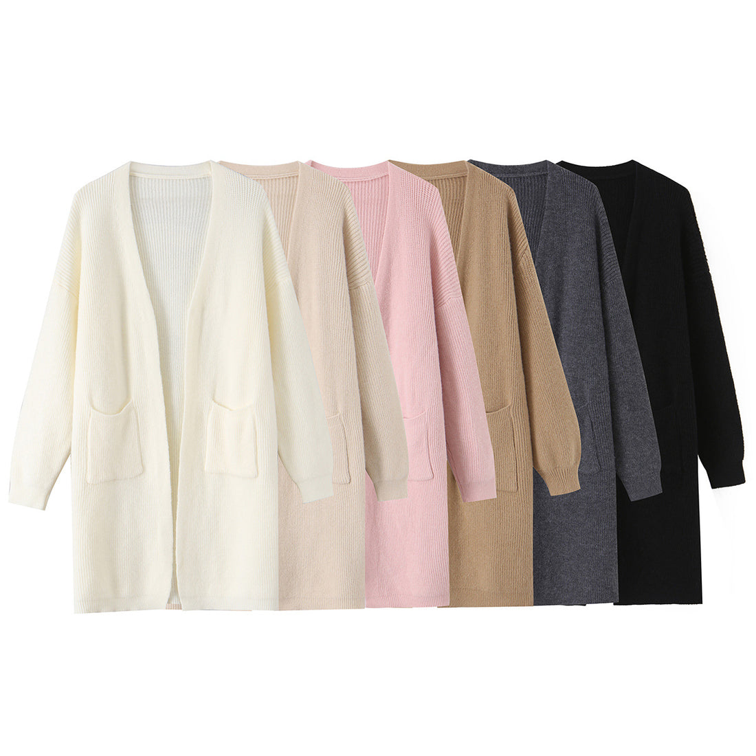 Damen Langer Oversize Strickcardigan mit aufgesetzten Taschen Echoarchiv