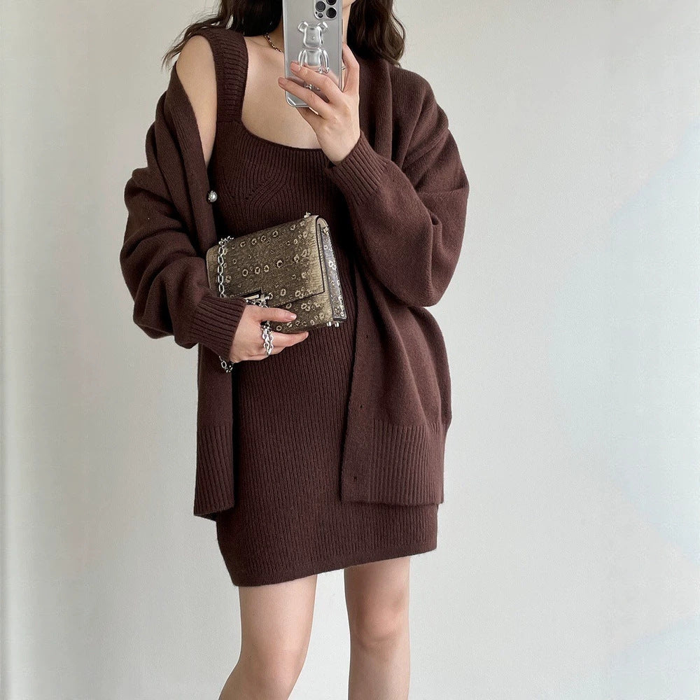 Damen Strickkleid mit offener Strickjacke Echo Archiv