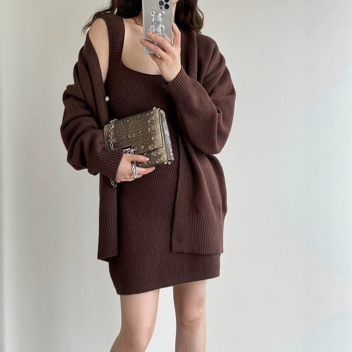 Damen Strickkleid mit offener Strickjacke Echo Archiv
