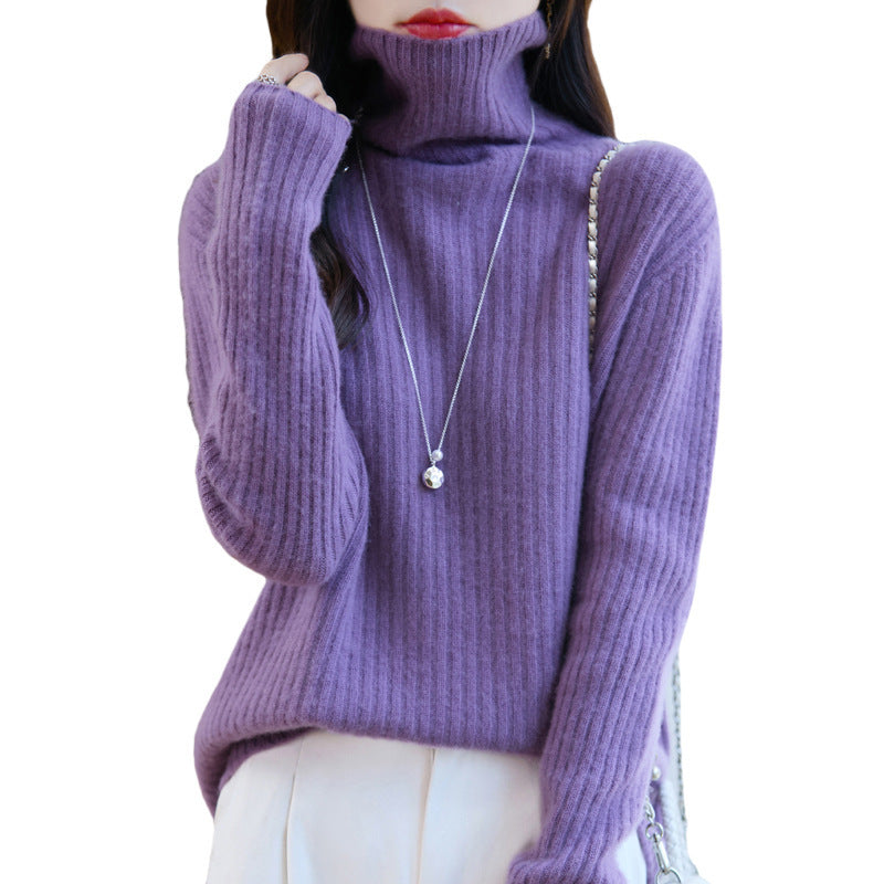 Damen Schlanker Feinstrick-Rollkragenpullover mit feiner Rippenstruktur und kaschmirähnlicher Haptik Echoarchiv