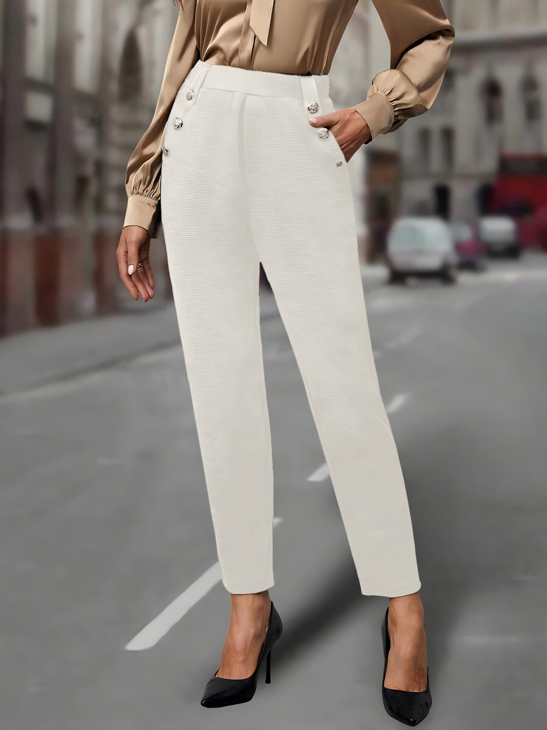 Damen Elegante und figurbetonte Hochbundhose Echo Archiv