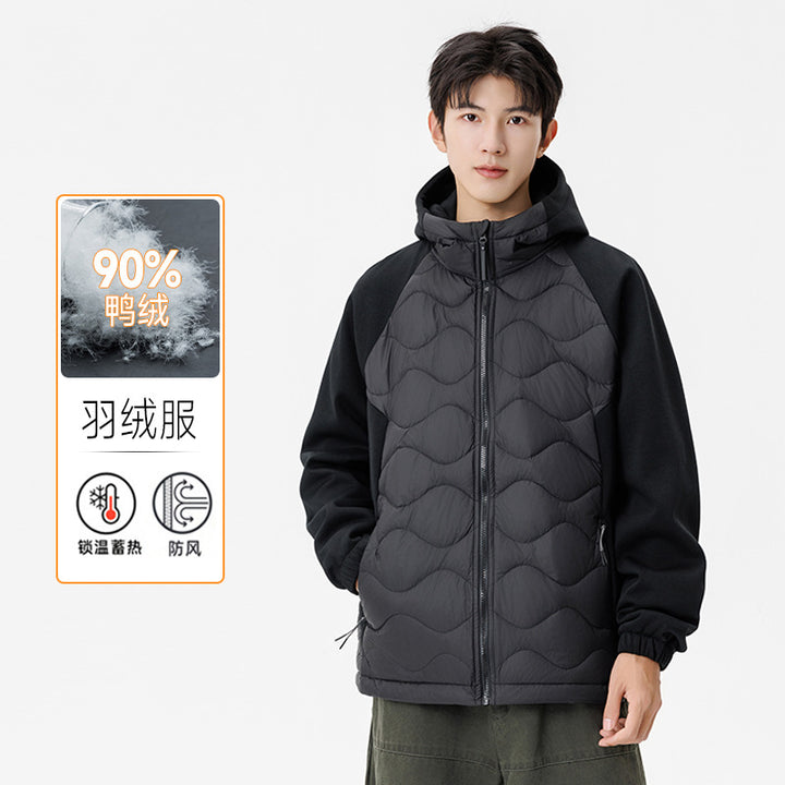 Herren Gefütterte Hybrid-Steppjacke mit Kapuze und Fleeceärmeln Echo Archiv