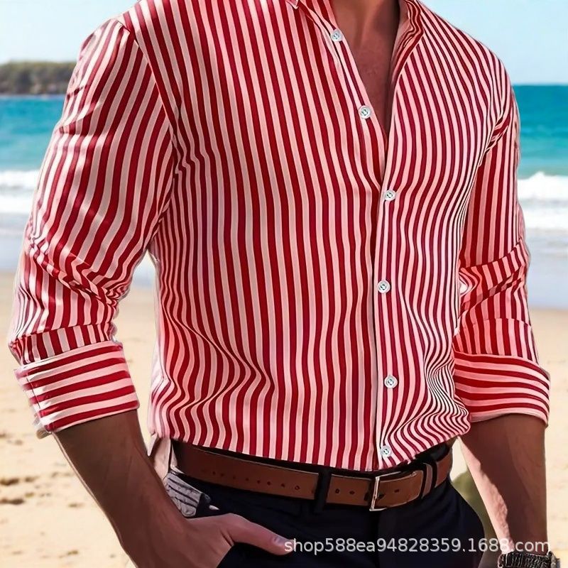 Herren Elegantes Langarm Hemd mit feinem Streifenmuster Echoarchiv