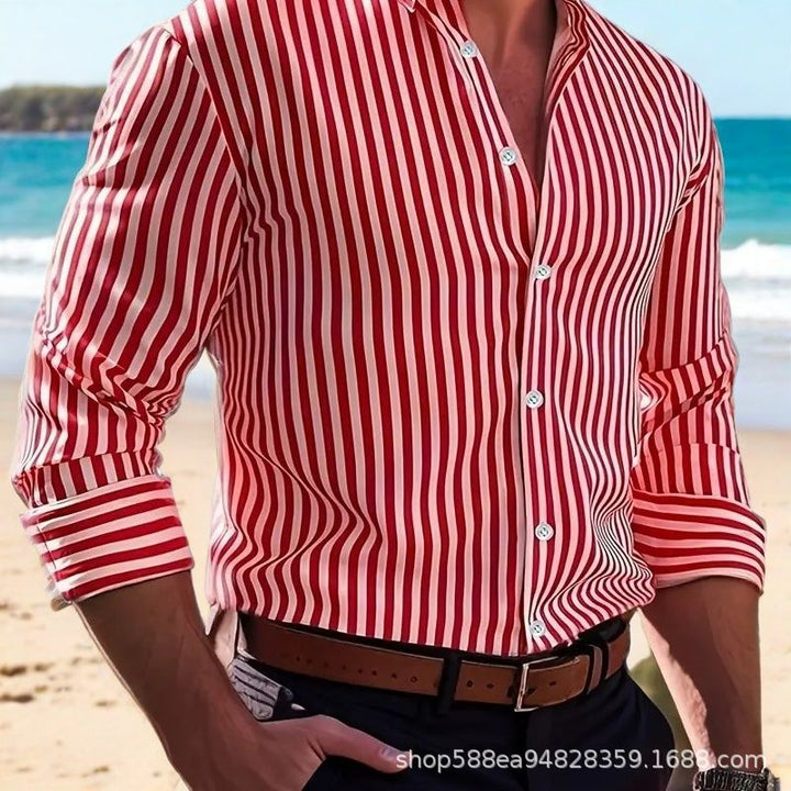 Herren Elegantes Langarm Hemd mit feinem Streifenmuster Echoarchiv