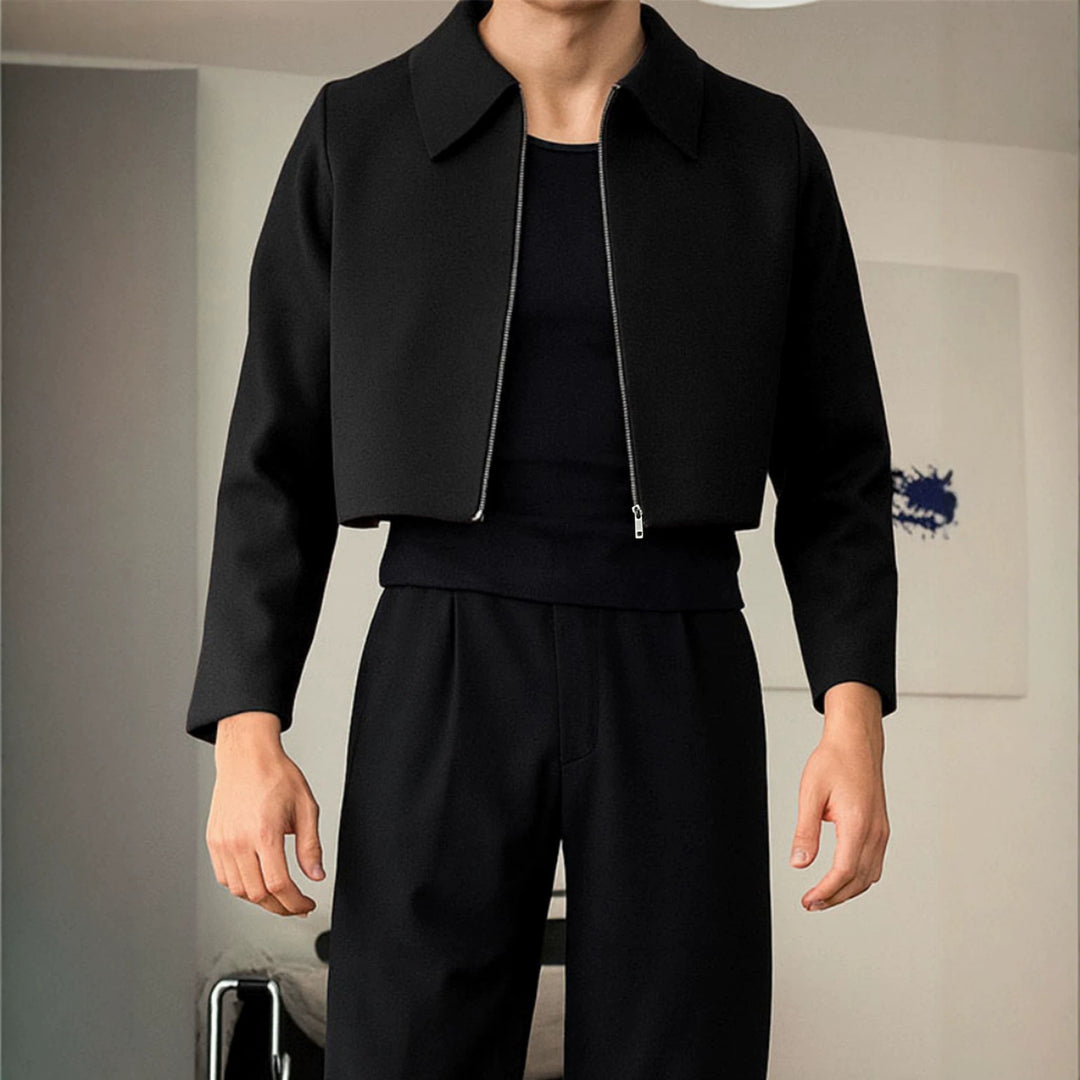 Damen Cropped Jacke mit Hemdkragen und durchgehendem Reißverschluss Echoarchiv