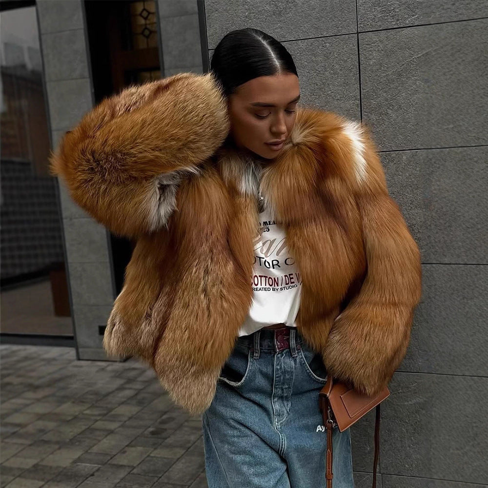 Damen Boxy-Kurzmantel im Multi-Layer Fauxfur-Look mit voluminösen Ärmeln Echoarchiv