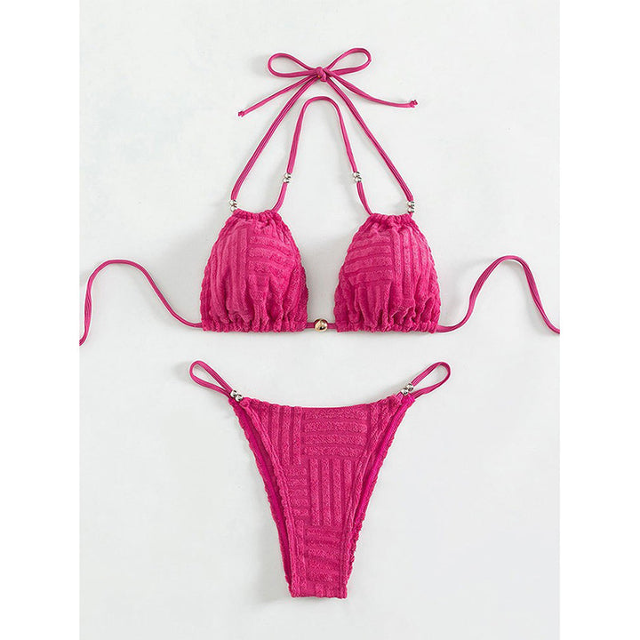 Damen Triangel-Bikini mit strukturierter Oberfläche und verstellbaren Trägern Echo Archiv