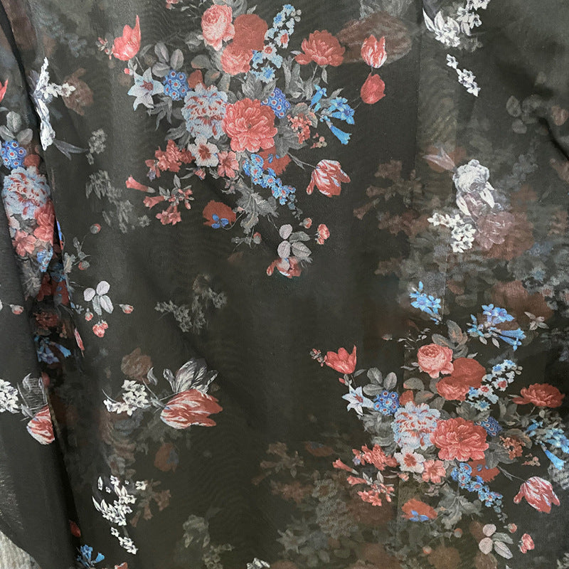 Herren transparentes Langarmshirt mit floralem Muster Echoarchiv