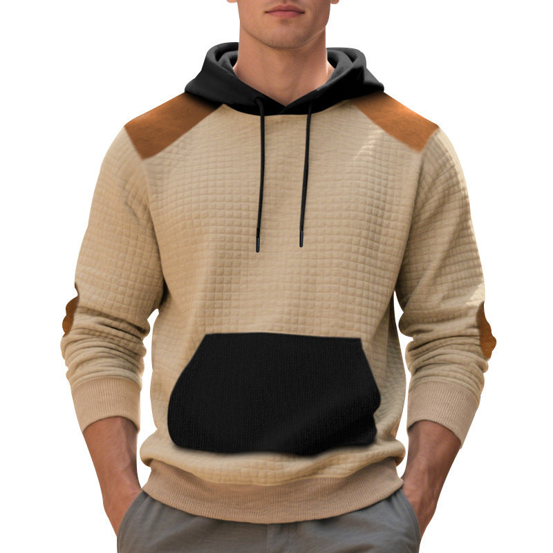 Herren stylischer Kapuzenpullover mit strukturiertem Material und Leder-Akzenten Echoarchiv