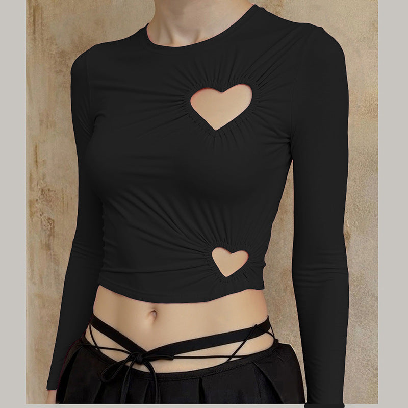 Damen Crop-Top mit herzförmigen Cut-outs und modischem Raffungselement Echo Archiv