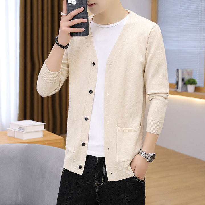 Herren eleganter leichter Strickcardigan mit Taschen Echoarchiv