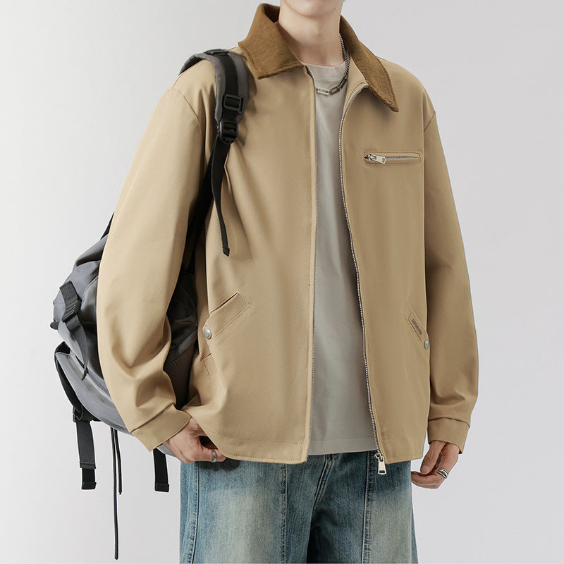 Herren Modische Übergangsjacke mit Cordkragen – Taviero