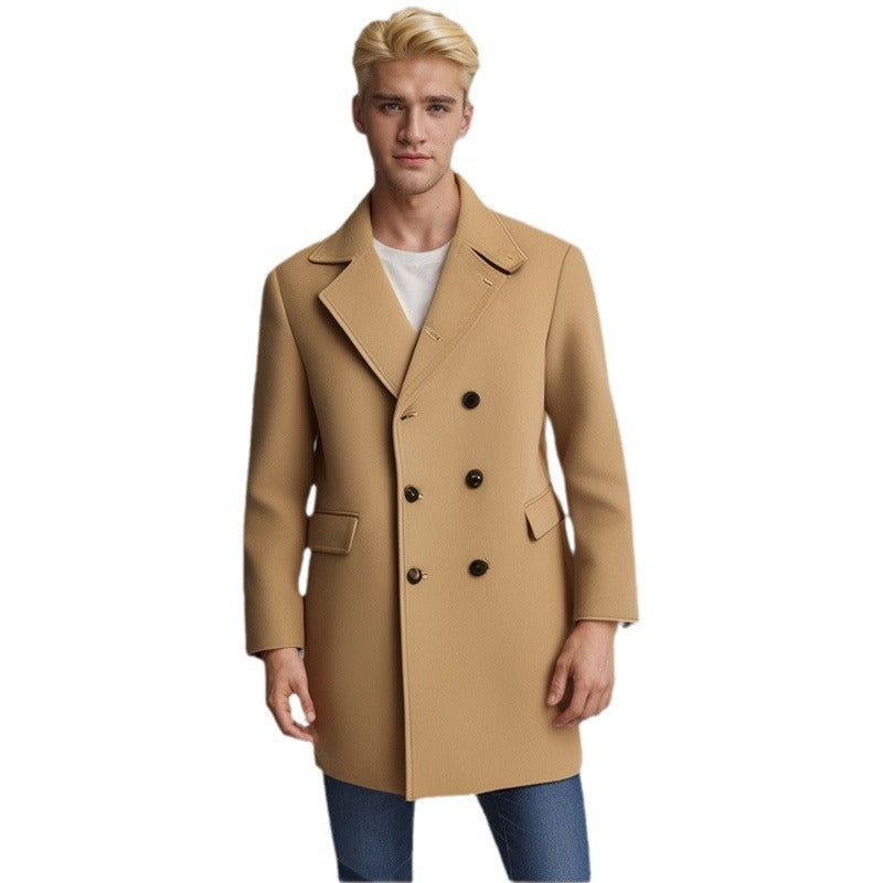 Herren eleganter Doppelreiher-Mantel aus weichem Material Echoarchiv