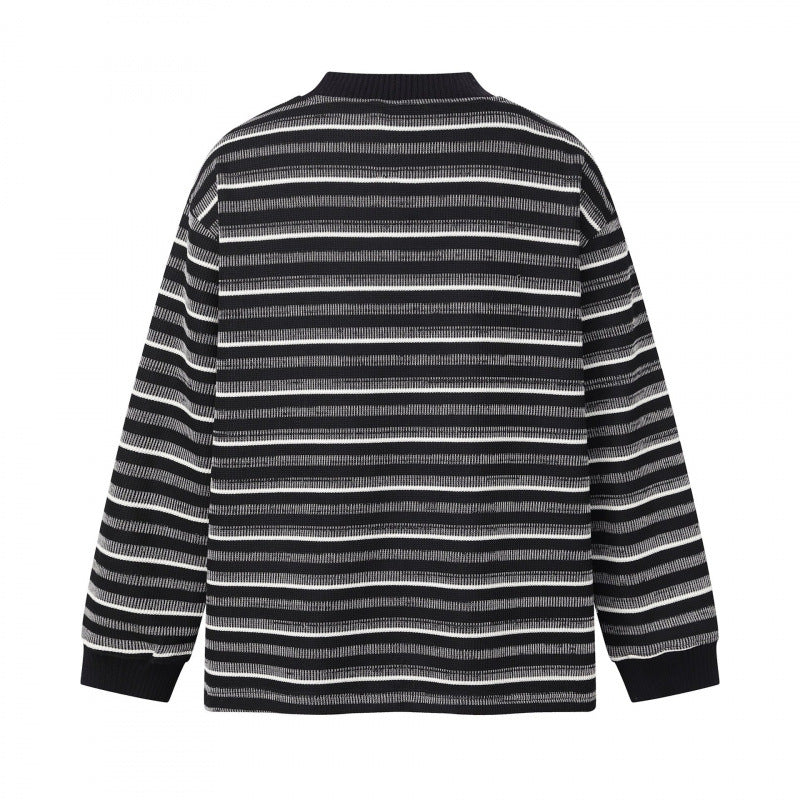 Unisex Feinstrickpullover im Boxy-Schnitt mit Rundhals und maritimen Streifen Echo Archiv