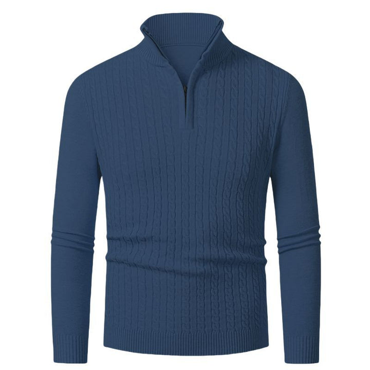 Herren Strickpullover mit modischem Zopfmuster und hochgeschlossenem Kragen Echoarchiv