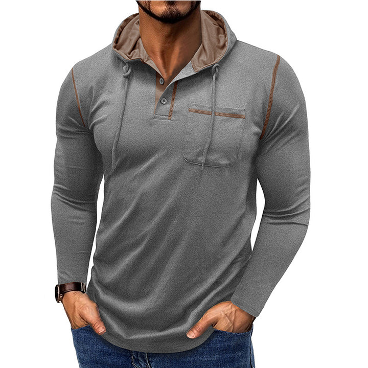 Herren Kapuzenpullover mit modischer Knopfleiste und praktischer Brusttasche Echoarchiv
