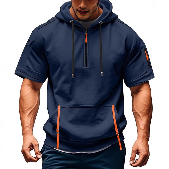 Herren Kurzarm Hoodie mit funktionalen Taschen Echoarchiv