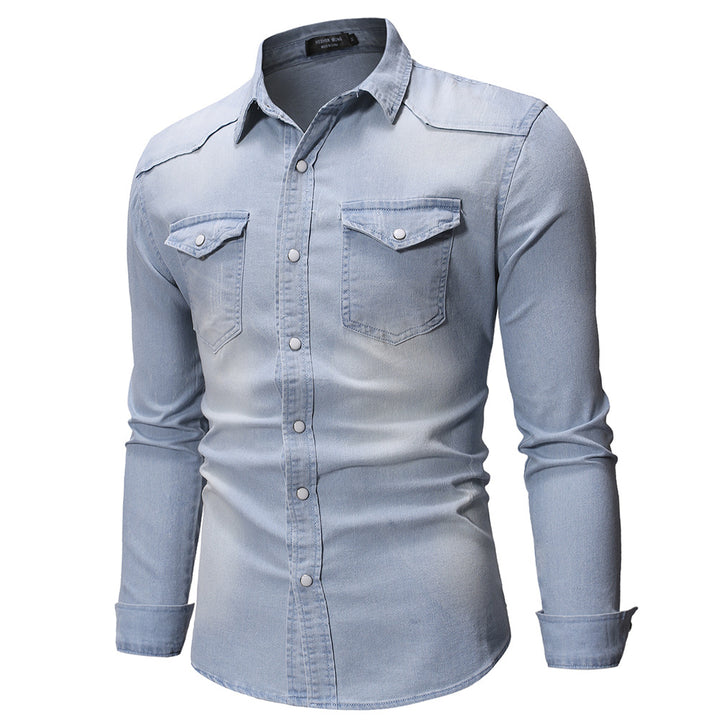 Herren Jeanshemd mit modernen Details und praktischen Taschen Echoarchiv