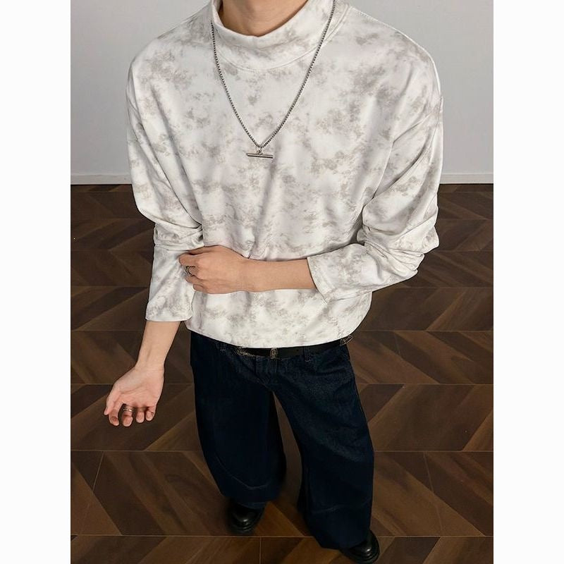 Herren Lockeres Stehkragen-Sweatshirt mit dezentem Marmorprint Echo Archiv