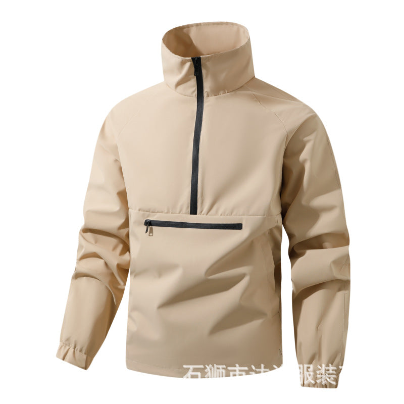 Herren Wind- und Wasserabweisende Anorak-Pulloverjacke mit Halbreißverschluss und Kängurutasche Echoarchiv