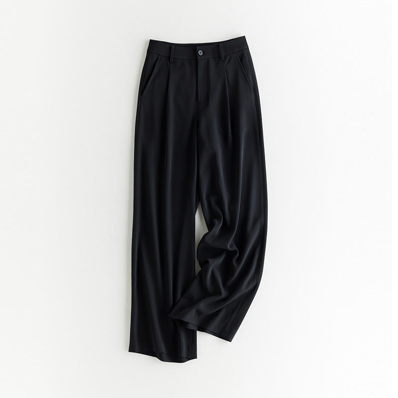 Damen Weite Hochtaillierte Satinhose mit Bundfalten und Eingrifftaschen Echo Archiv