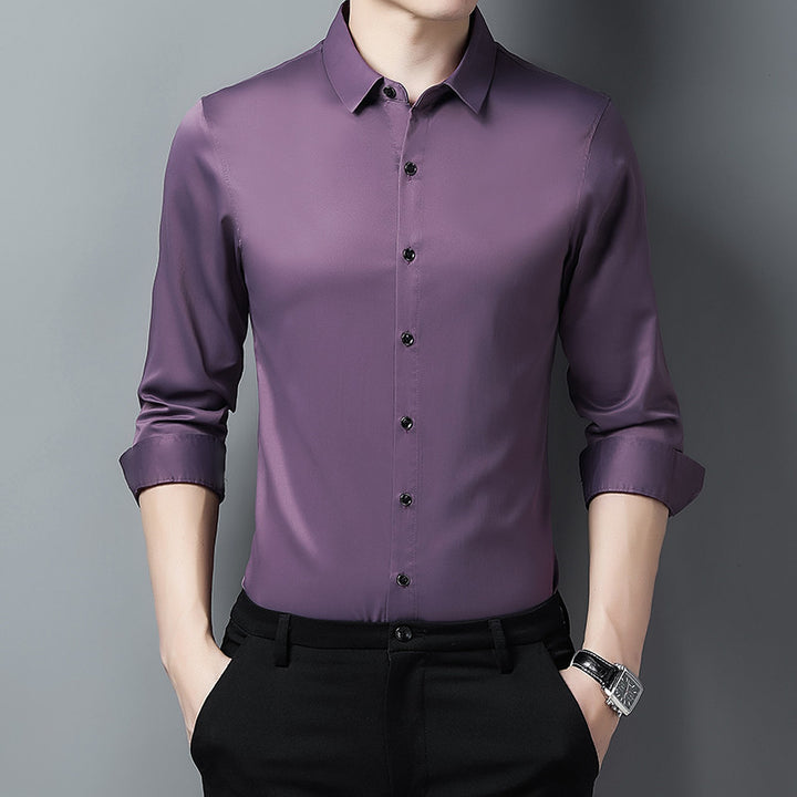 Herren Elegantes Langarmhemd aus hochwertigem Satin Echoarchiv