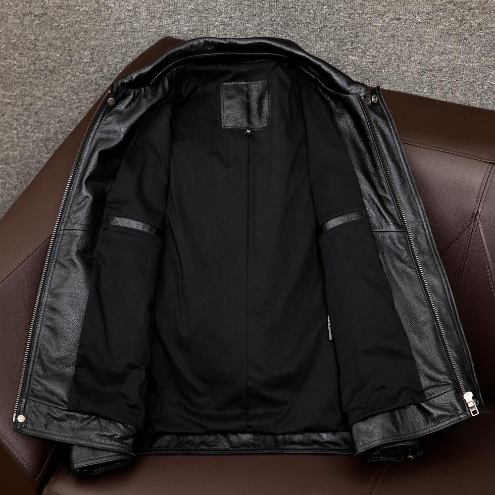 Herren Overshirt-Lederjacke mit Brusttaschen und verdecktem Reißverschluss Echoarchiv