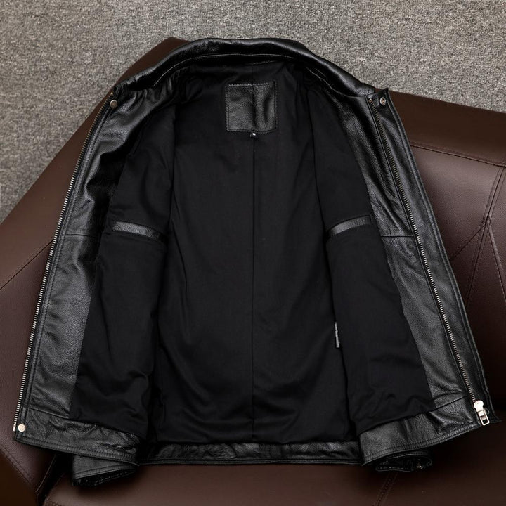 Herren Overshirt-Lederjacke mit Brusttaschen und verdecktem Reißverschluss Echoarchiv