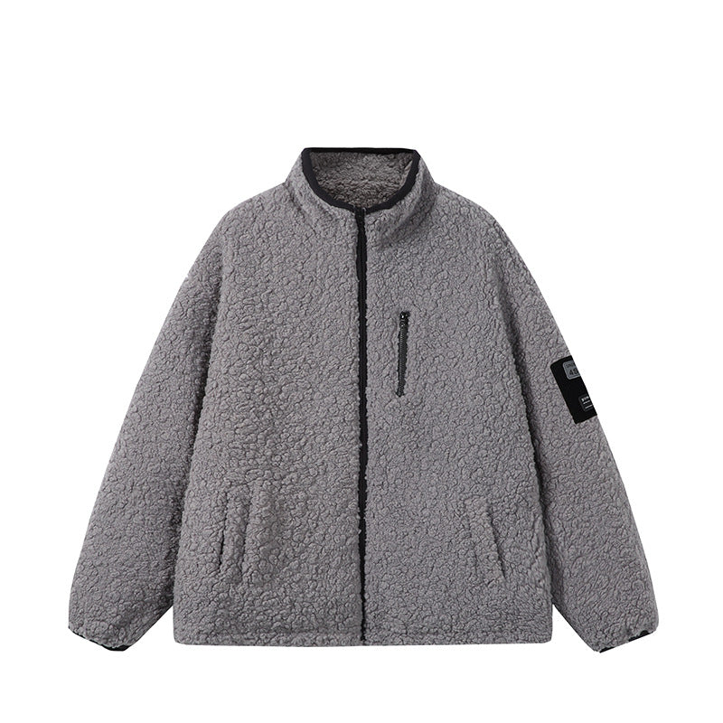 Unisex Teddy‑Fleece Jacke mit Stehkragen, hoher Wärme und kontrastierender Reißverschluss Echoarchiv