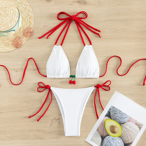 Damen Triangel-Bikini mit verspielten Krawatten und fruchtigem Detail Echo Archiv