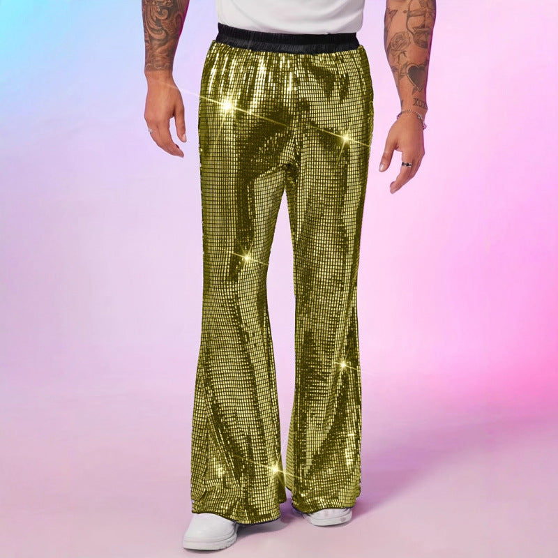 Herren Glitzernde Discohose mit weitem Bein und elastischem Bund Echoarchiv