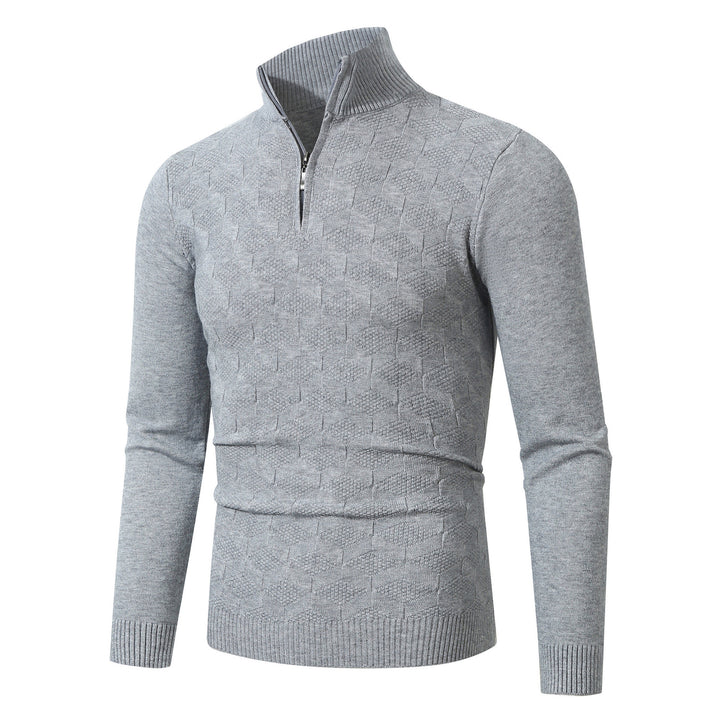 Herren modischer Strickpullover mit halbem Reißverschluss und strukturiertem Design Echoarchiv