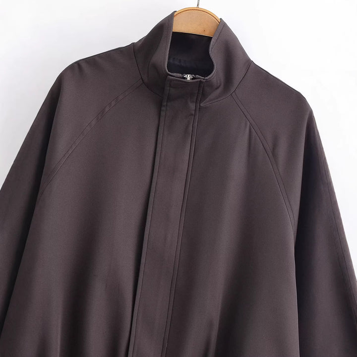 Damen Leichte Oversize-Bomberjacke mit Stehkragen, Raglanärmeln und elastischem Saum Echo Archiv