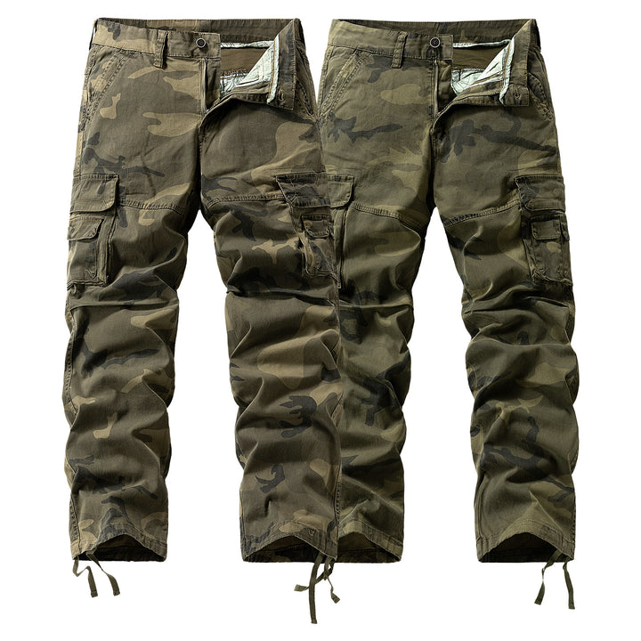Herren Cargo-Hose mit Camouflage-Muster, Relaxed-Fit, Mehrfach-Taschen und Kordelzug am Saum Echo Archiv