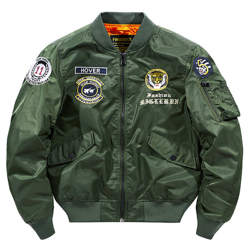 Men's vintage pilot patch aviator bomber with quilted lining and zip sleeve pen pocket – Brevano
