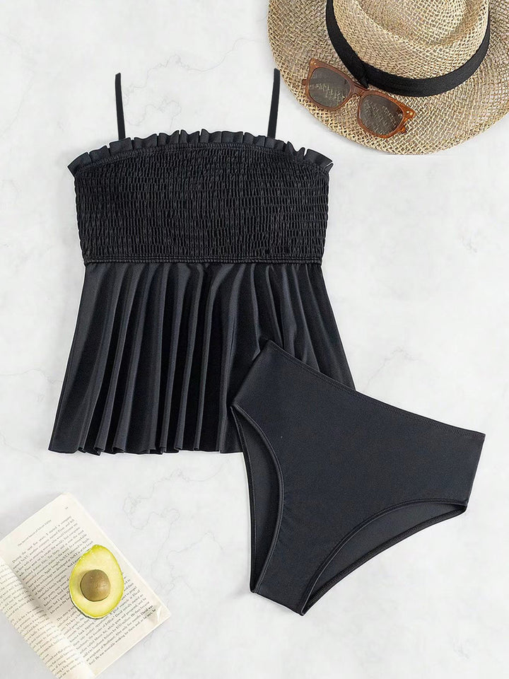Damen Stylish Fließendes Tankini-Set mit gerafften Elementen Echo Archiv