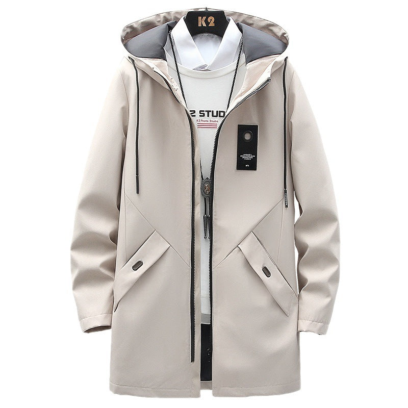 Herren nan urbaner Midlength Tech-Parka mit Kapuze, verdecktem Reißverschluss und winddichter Beschichtung Echo Archiv