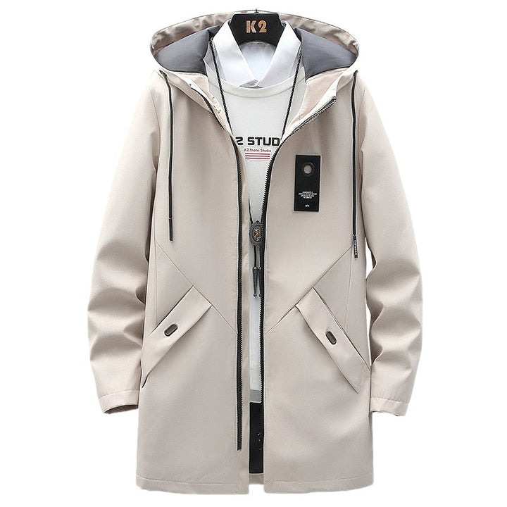 Herren nan urbaner Midlength Tech-Parka mit Kapuze, verdecktem Reißverschluss und winddichter Beschichtung Echo Archiv