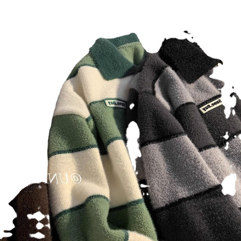 Damen kuscheliger Strickpullover mit klassischem Polokragen Echoarchiv
