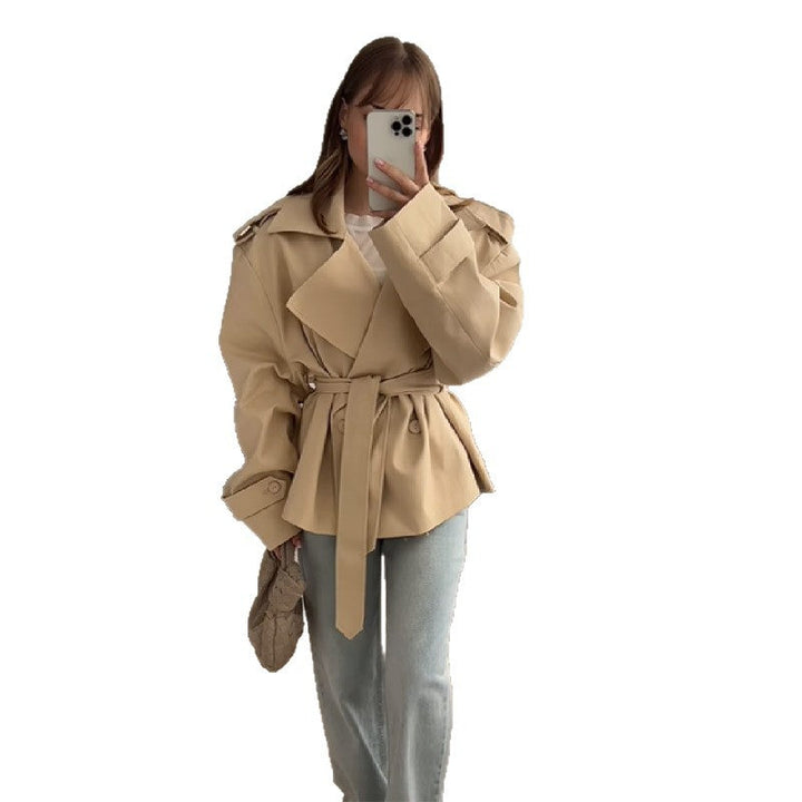 Damen Modische Trenchjacke mit tailliertem Schnitt und Gürtel Echoarchiv
