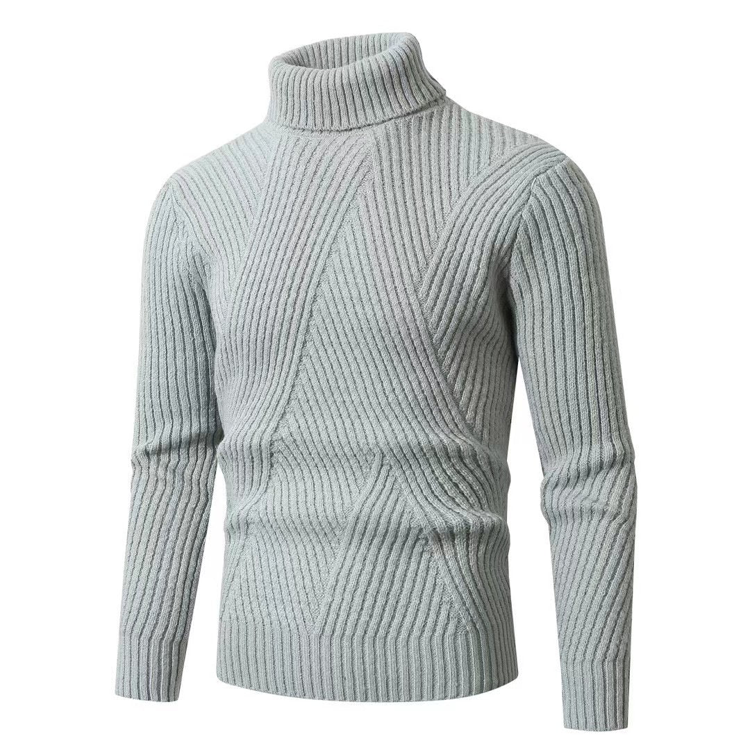 Herren nan strukturierter Rollkragenpullover mit diagonaler Rippstruktur und schlanker Passform Echo Archiv