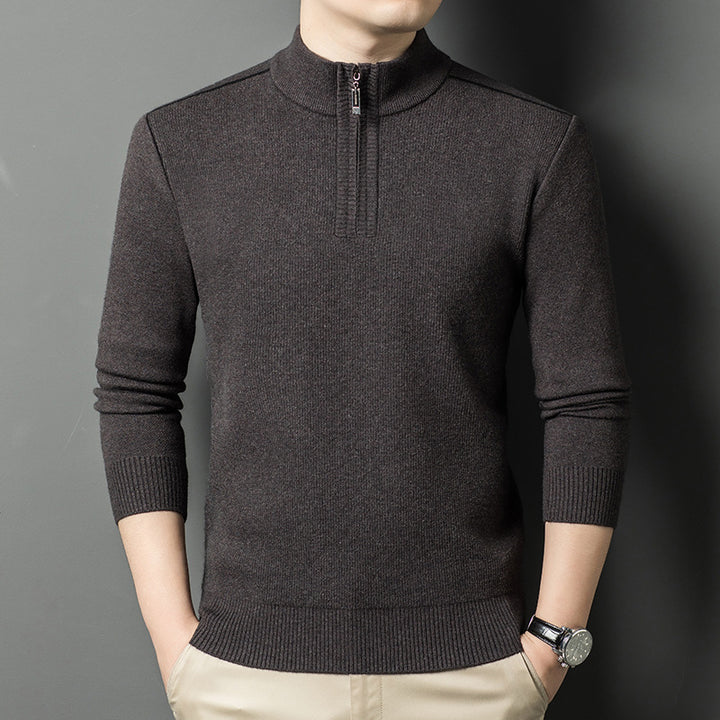 Herren eleganter Stehkragenpullover mit halbem Reißverschluss Echoarchiv