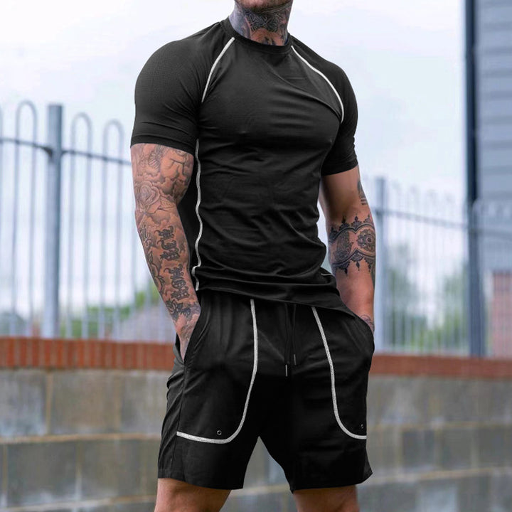 Herren Sportliches Kurzarm-Set aus atmungsaktivem Funktionsmaterial mit elastischem Bund Echoarchiv