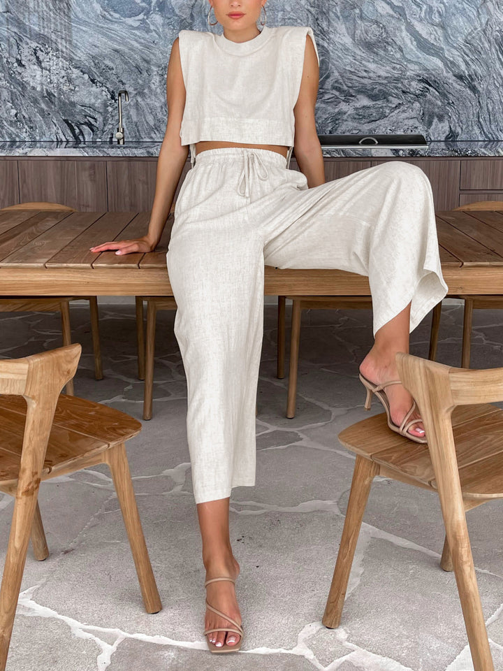 Damen Hochmodisches Two-Piece Set mit breiten Ärmeln und elastischem Bund Echo Archiv