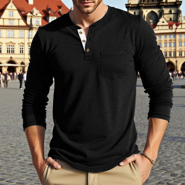 Herren Langarmshirt mit modischem Knopfdetail Echoarchiv
